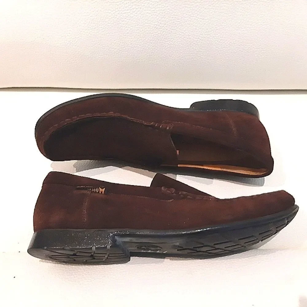 MEPHISTO Baduard Cool Air Brown Leather Suede Slide-On Loafers Size 8.5